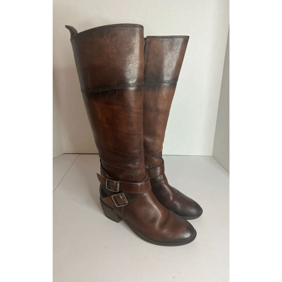 Nurture "York" Brown Leather Buckles Tall Riding Boots Women's SZ 7.5 - Picture 2 of 12